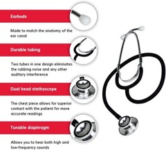 EVERDIXIE DOUBLE DUAL HEAD STETHOSCOPE BLACK