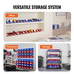 Uimoso Hanging Stackable Storage Bin Plastic Organizer Garage Box 24PCS Blue/Red