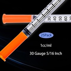 High-Quality 25 Pack Sterile Syringes 30G 1ml-5/16 Inch for Precise Measurements