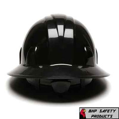 PYRAMEX HARD HAT BLACK FULL BRIM WITH 4 POINT RATCHET SUSPENSION, HP24111