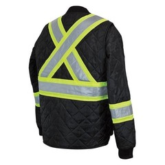Tough Duck S43211 Men’s Hi-Vis Quilted Safety Jacket, 100% Polyester, Black, M