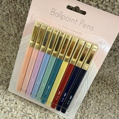 Mr. Pen Ballpoint Pens 10 Count Assorted Pastel & Dark Colors Gold Clip Set
