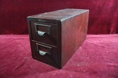 ** ANTIQUE GLOBE WOOD INDEX FILE CABINET TABLETOP RECIPE SCHOOL GENERAL STORE **