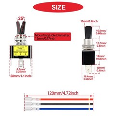 4Pcs Lighted Toggle Switch DC 12V 30A,SPST 3 Pin On Off Blue LED Switch for A…
