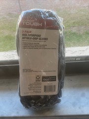 Tough Multipurpose Nitrile gloves 1 pack = 3 pair , Large, Black