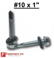 #10-16 x 1″ Hex Rubber Washer Self Drilling Screws Roofing Siding 5/16″ Drive