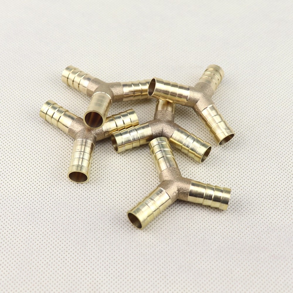 5Pcs 3/8″ Y-3 Way Brass Hose Barb Fitting Pipe Tubing Splicer Fuel Water Gas Air