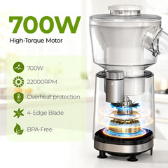 QIBOX Snow Cone Machine & Smoothie Blender 2 in 1, 700W Powerful Shaved Ice Mach