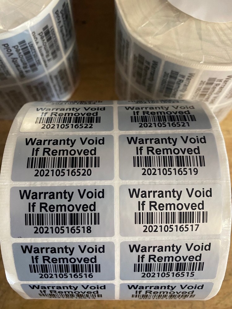 100 Warranty Void BAR-CODE Hologram Security Label Stickers Tamper Evident Seals