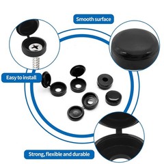 Black Screw Caps with Flip Tops, Hinged Covers for Phillips Screws, Waterproof S