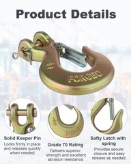 WENHUALI 1/4″ Chain Hooks, 4 Pcs Clevis Slip Hook with Safety 1/4 in-4pc