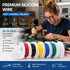 18 AWG Silicone Hook Up Wire Kit, 6 Colors 5M Each, 30M Total, Stranded Tinne…