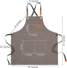 HEAVY DUTY Canvas Kitchen Chef Cooking Apron Cross-Back Adjustable Bib Work BBQ
