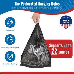 2000 Black Thank You T-Shirt Bags 12″ x 6.5″ x 21″ Plastic Grocery Shopping Bags
