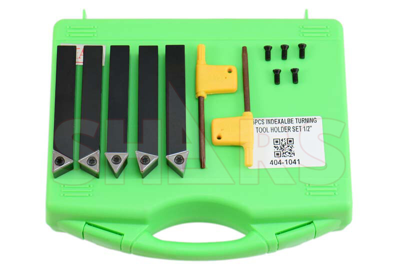 SHARS 5PC 1/2″ INDEXABLE TURNING TOOL BIT + INSERTS + CERTIFICATE Save $30.00 ^]