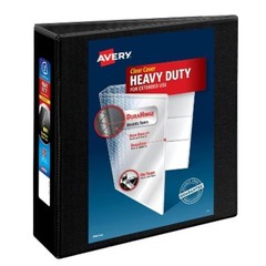 Heavy Duty Non Stick View Ring Binder Black:3 Inch D-Ring,4 Pockets