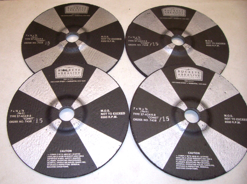 7 1/4x 1/4 x7/8 Comet Grinding wheels 4 of them made in U.S.