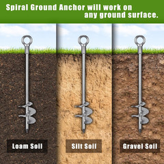 30″ Heavy-Duty Ground Anchors Screw In, 3″ Wide Spiral Earth Anchors for Swing S