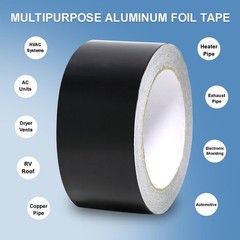 Black Aluminum Foil Tape 2 in x 65 Feet 3.94 Mil Hot & Cold Shield Resistant …