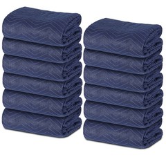 12 Moving Packing Blankets 80″x72″ (35 lb/dz) Shipping Furniture Pads Dark Blue