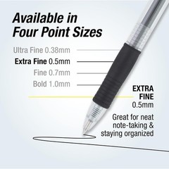 Pilot G2 Premium Gel Roller Pens, Extra Fine Point 0.5 mm, Gel Pens Black, Pack