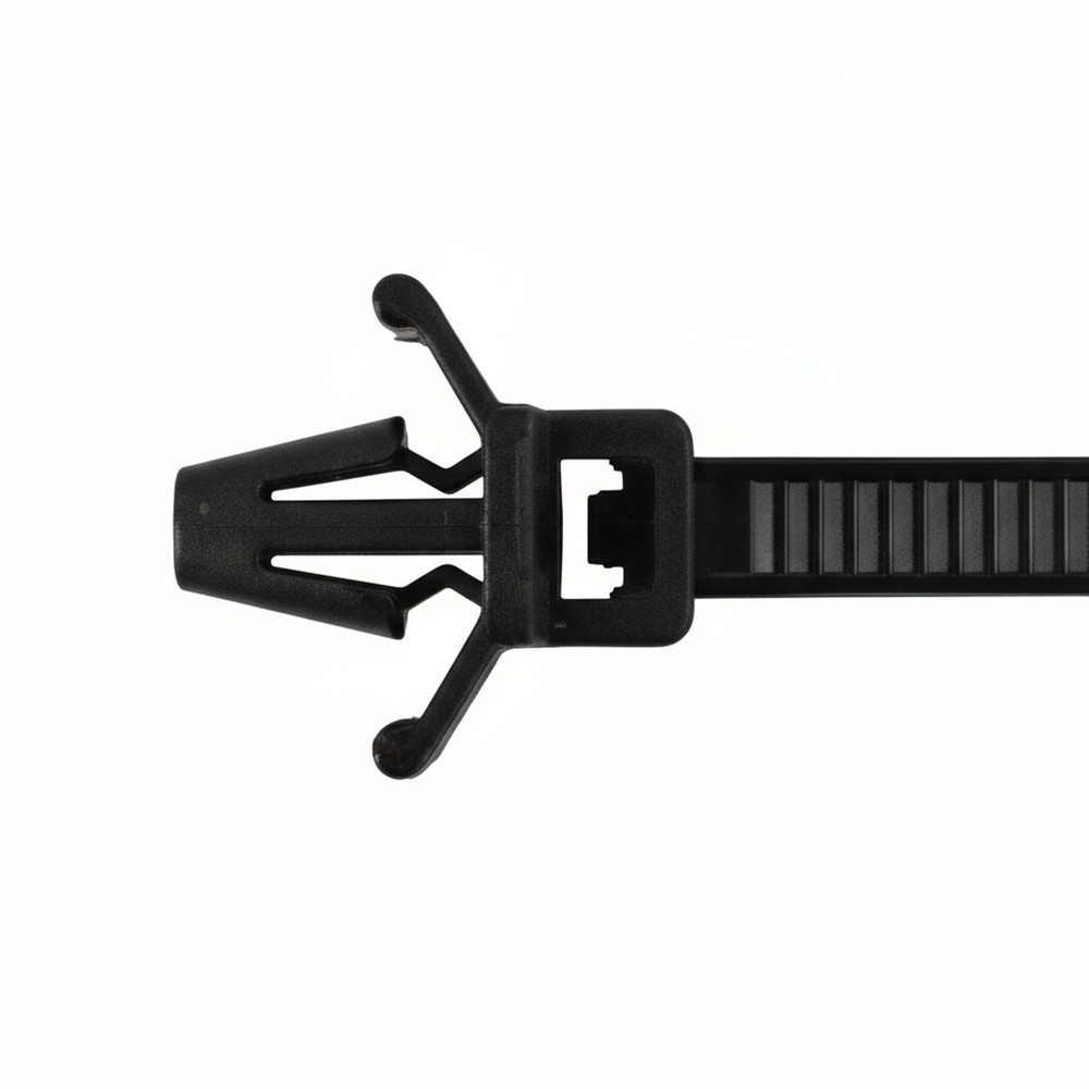4″ 18lb Black Push Mount Cable Ties With Wings 100/bag Part # PM4-18-0C-WW