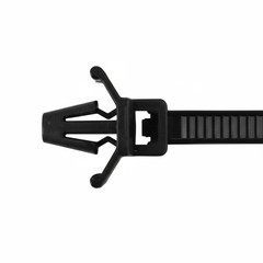 4″ 18lb Black Push Mount Cable Ties With Wings 100/bag Part # PM4-18-0C-WW