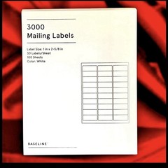 5 PACKS Baseline Blank Address Mailing Labels 3000 Per Pack Size 1”x 2-5/8″
