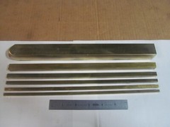 (6) BARS OF 360 SQUARE BRASS, RODS, LATHE STOCK SIX DIFFERENT SIZES, 12″ LONG.