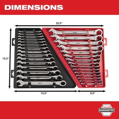 Milwaukee 48-22-9416P Ratcheting Combination Wrench SAE / Metric Set – 30 PC