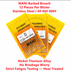 MANI Barbed Broach 12pcs Root Canal Pulp Extractor Stainless Steel 0# 00# 000#