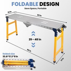 2200Lbs Portable Folding Welding Table Steel Workbench 5 Level Adjustable Height
