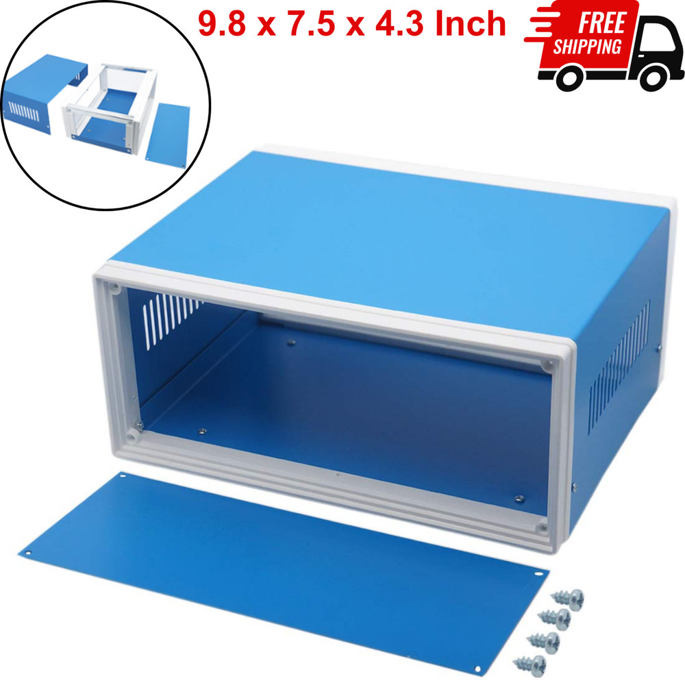 Electronic Enclosures Blue Metal Enclosure Project Case DIY Box Junction Case