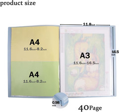 A3 Art Portfolios Case 40 Pages,Diamond Painting Storage Book,Pocket Protector w