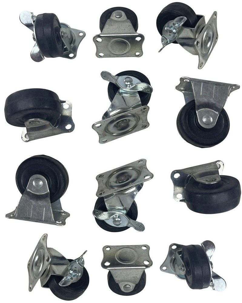 (12 PIECE) PROCRAFT 2″ Caster Kit – Includes: 6) Swivel w/ Brake + 6) Rigid