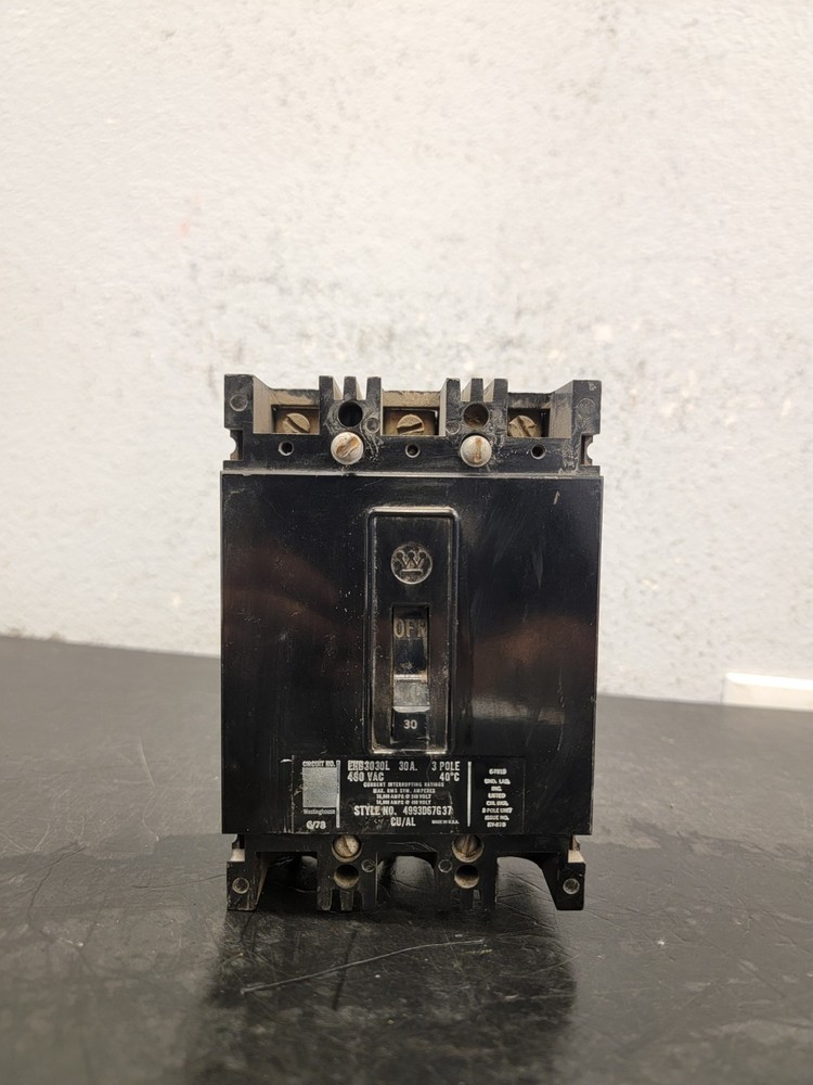 WESTINGHOUSE EHB3030L CIRCUIT BREAKER 30A 480VAC 3-POLE