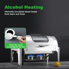 9QT Food Warmer Commercial Steel Chafer Buffet Chafing Dish Roll Top