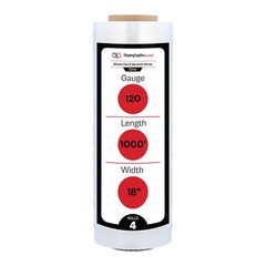18″ x 1000′ 120 Gauge Clear Blown Hand Stretch Wrap Plastic Shrink Film 4 Rolls