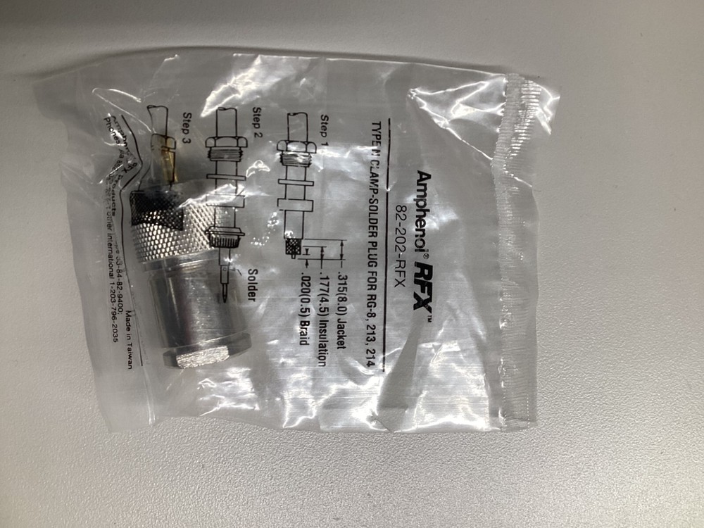 Pack of 1 Amphenol RFX 82-202-RFX TYPE N Clamp Solder Plug Connector N type