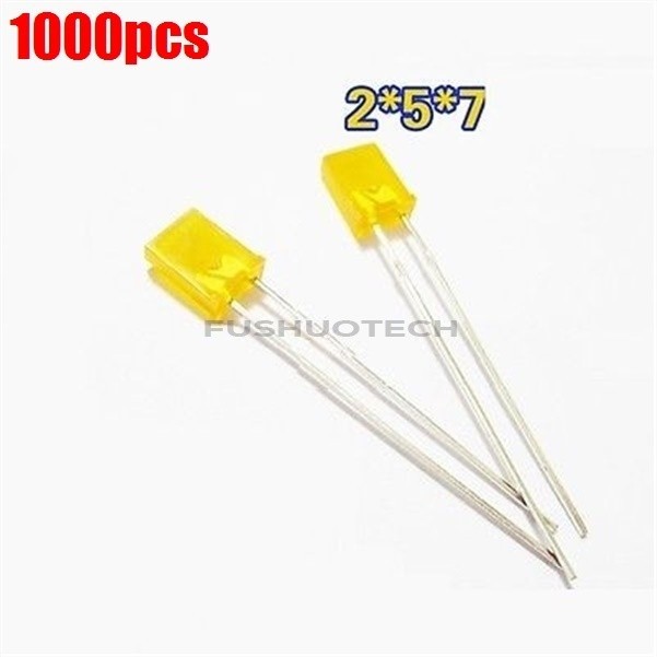 1000pcs 2x5x7mm rectangle led yellow color yellow light emitting diode ic new qw