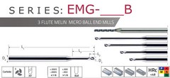 3/64″ Ball End, .070″ LOC, .710″ Long Reach 3FL Carbide End Mill Melin USA H0847