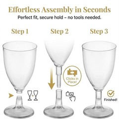 JoyServe 24 Plastic Wine Glasses Disposable – 7 Oz Clear BPA-Free Plastic Glasse