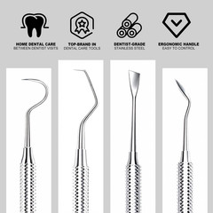 2 Pack Dental Tools for Teeth Cleaning, Metal Dental Pick Hygiene Kit for Home U