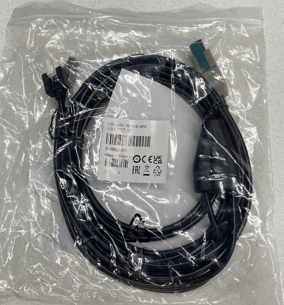 Bundle of Qty 10 Datalogic IBMCDG00213/8-0863-05 Cable Assembly, IBM USB 15FT