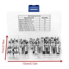 50x Metric Thread Inserts M3-M16 Stainless Steel Self-Tapping For Workshop Use