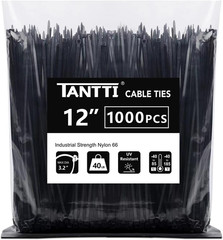 Zip Ties 4 Inch, Small Zip Ties with 18 Lb Tensile Strength, Black, 1000 Pack, b