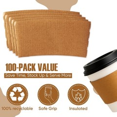 Disposable Coffee Cup Sleeves – Kraft Paper Insulated Hot Cup Holders for