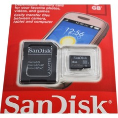 NEW SanDisk 8GB MicroSDHC Memory Card SDSDQM-008G-B35A Class 4 with SD Adapter