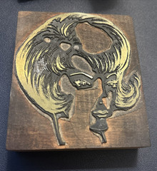 60s haircut woman portrait | Vintage letterpress printing block