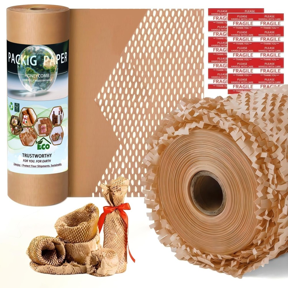Honeycomb Packing Paper – Biodegradable Bubble Wrap Alternative 15″x200 FT, 8…